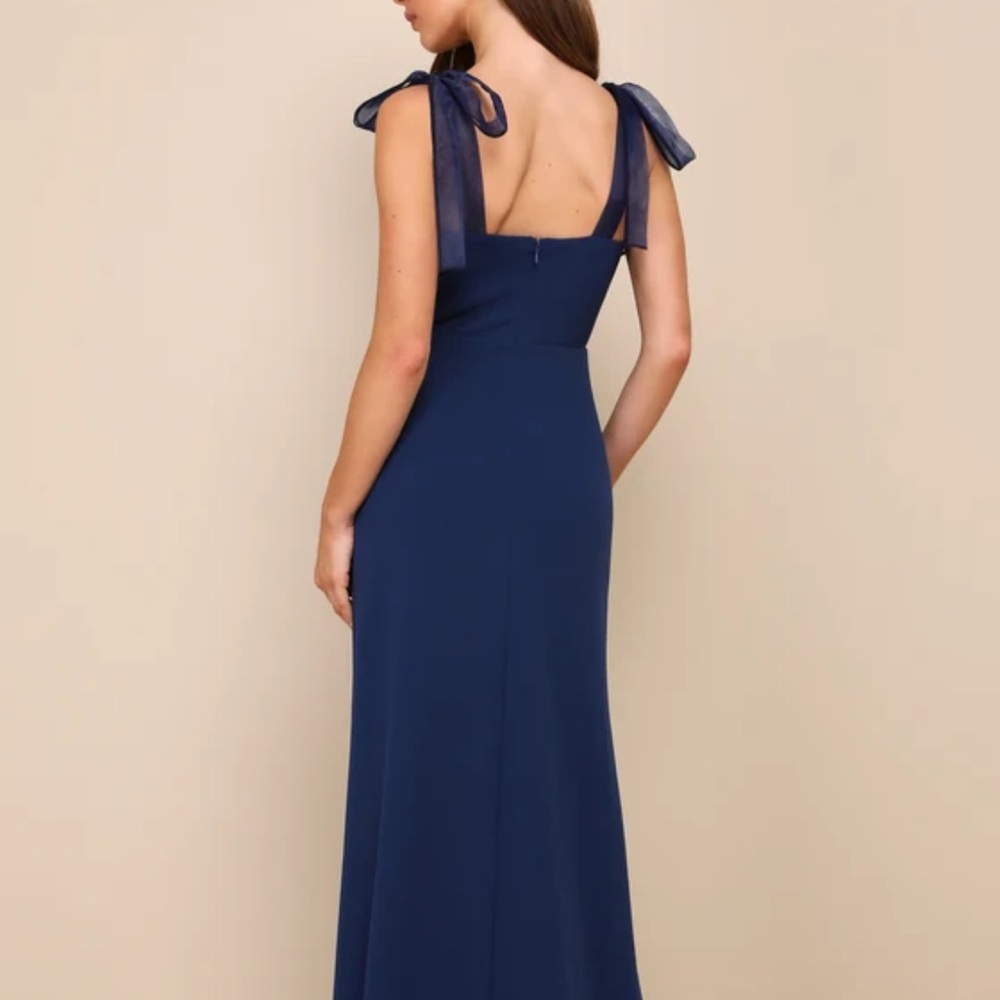 Lulus Beloved Elegance Blue Tie-Strap Mermaid Maxi Dress / Size M / NWT - Picture 2 of 4